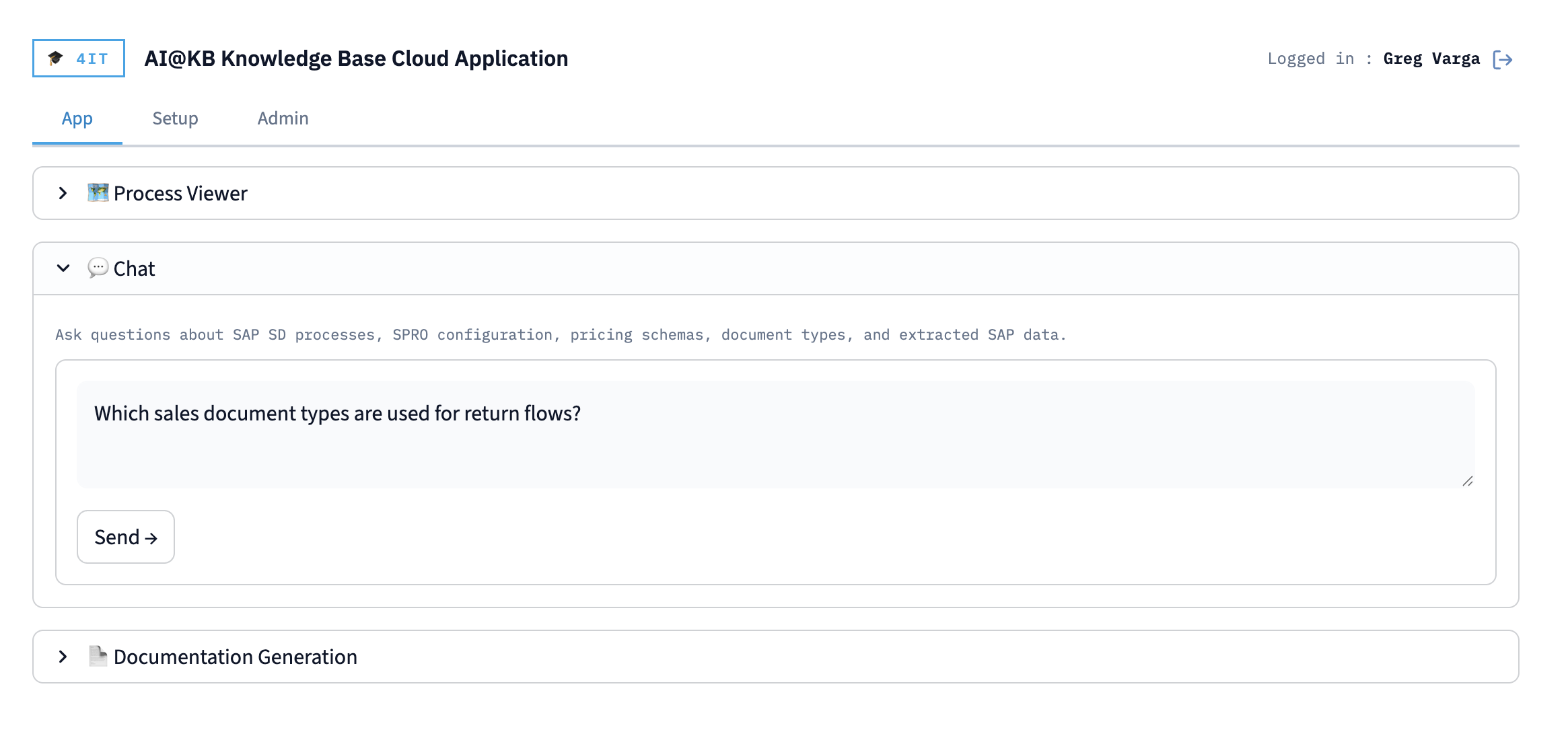 Chat โ entering a question about return document types